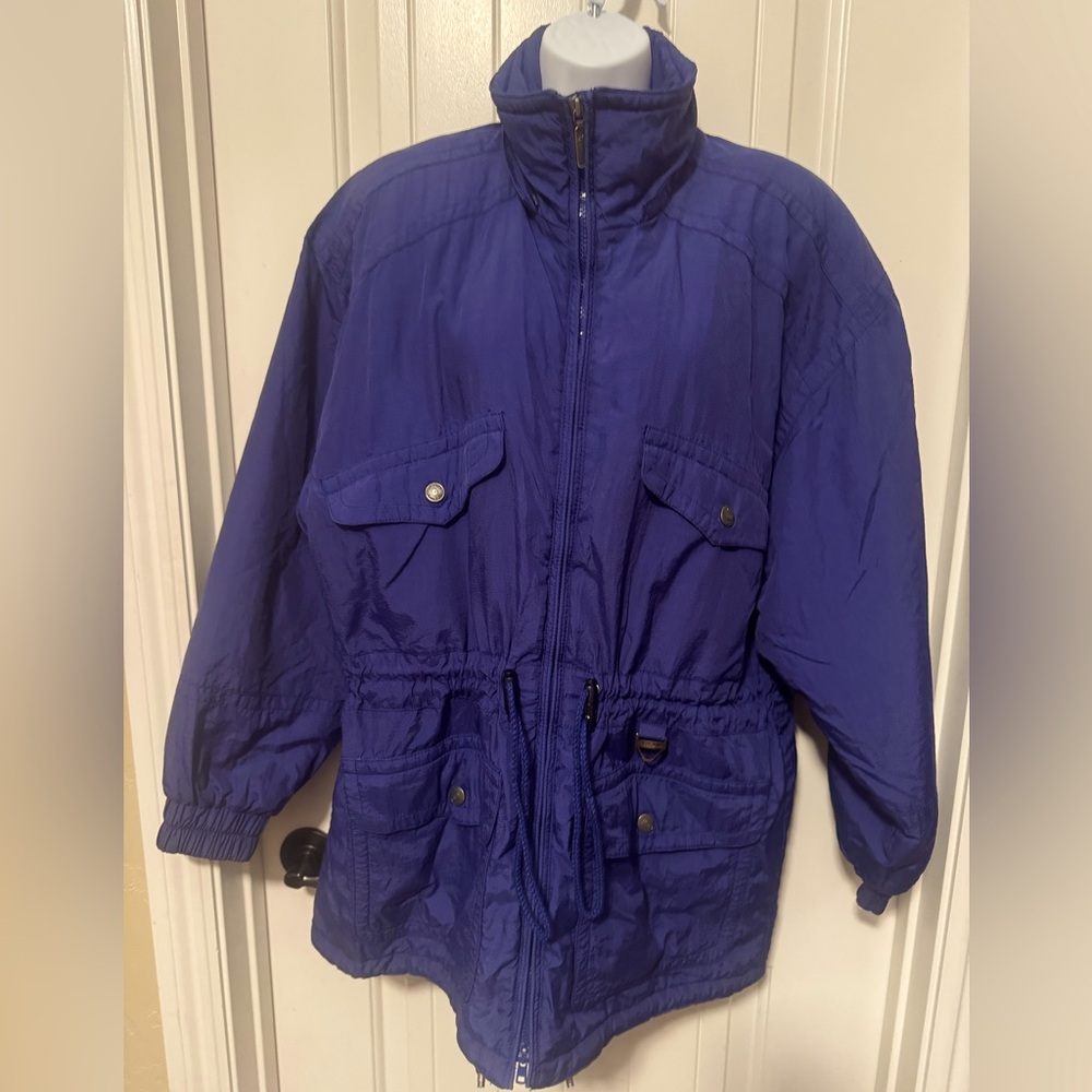 Vintage 90’s Blue Tyrolia Skiwear Jacket By Head Drawcord Waist, No Hood Size 8